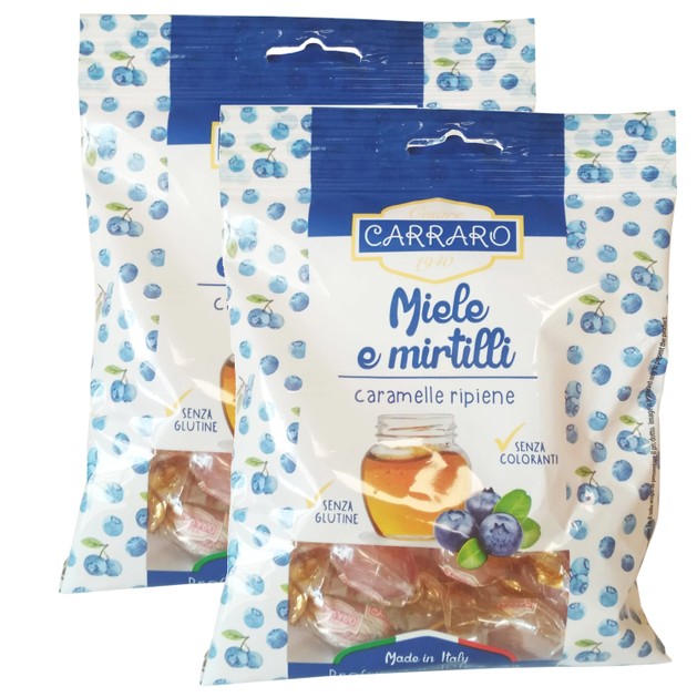 Carraro Πακέτο Προσφοράς Caramelle Miele e Mirtilli Καραμέλες για το Λαιμό με Μέλι & Μύρτιλλο 2x100gr Carraro Πακέτο Προσφοράς Caramelle Miele e Mirtilli Καραμέλες για το Λαιμό με Μέλι & Μύρτιλλο 2x100gr