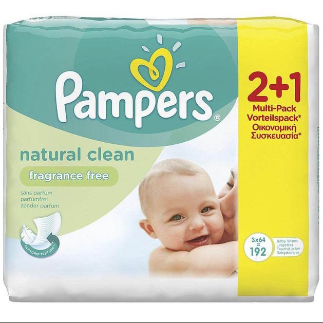 Pampers Πακέτο Προσφοράς Natural Clean Wipes 2+1 Δώρο, 3 x 64τμχ Pampers Πακέτο Προσφοράς Natural Clean Wipes 2+1 Δώρο, 3 x 64τμχ