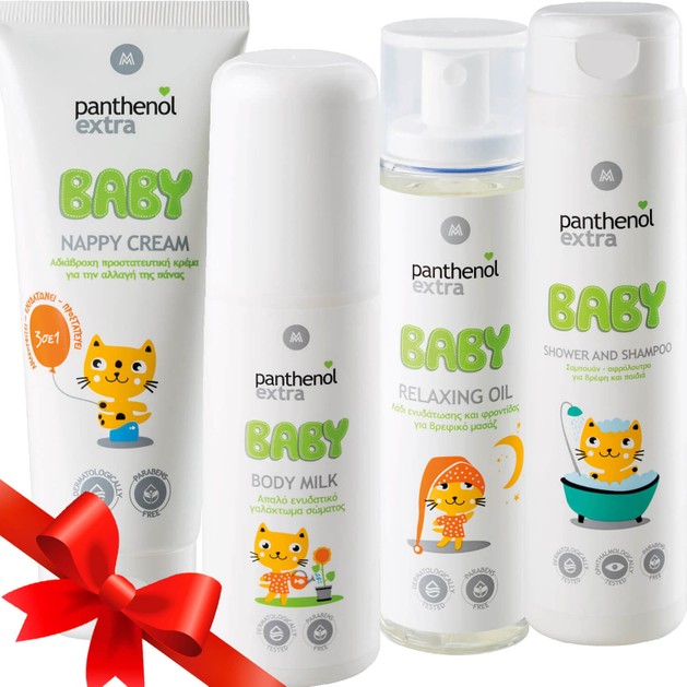 Panthenol Extra Baby Πακέτο Προσφοράς Nappy Cream 100ml, Body Milk 100ml, Relaxing Oil 100ml & Shower & Shampoo 300ml Promo -40% Panthenol Extra Baby Πακέτο Προσφοράς Nappy Cream 100ml, Body Milk 100ml, Relaxing Oil 100ml & Shower & Shampoo 300ml Promo -40%