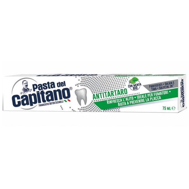 Pasta Del Capitano Antitartaro Οδοντόκρεμα Κατά της Οδοντικής Πέτρας & Τερηδόνας Ιδανική Για Καπνιστές, με Οργανική Μέντα 75ml Pasta Del Capitano Antitartaro Οδοντόκρεμα Κατά της Οδοντικής Πέτρας & Τερηδόνας Ιδανική Για Καπνιστές, με Οργανική Μέντα 75ml