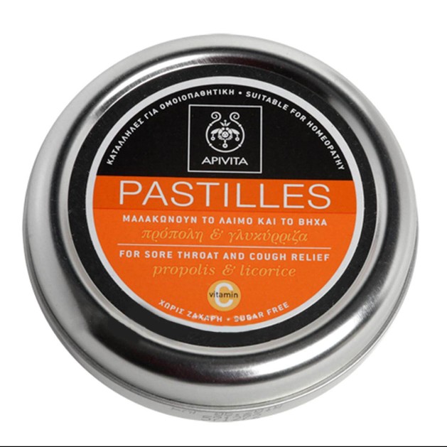 Apivita Pastilles For Sore Throat & Cough Relief With Propolis & Licorice 45g Apivita Pastilles For Sore Throat & Cough Relief With Propolis & Licorice 45g
