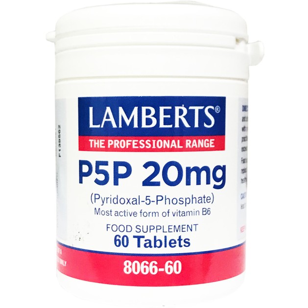 Lamberts P5P 20mg (5 – Φωσφορική Πυριδοξάλη) Συμπλήρωμα Διατροφής της πιο Ενεργής Μορφής Βιταμίνης Β6, 60Tabs Lamberts P5P 20mg (5 – Φωσφορική Πυριδοξάλη) Συμπλήρωμα Διατροφής της πιο Ενεργής Μορφής Βιταμίνης Β6, 60Tabs