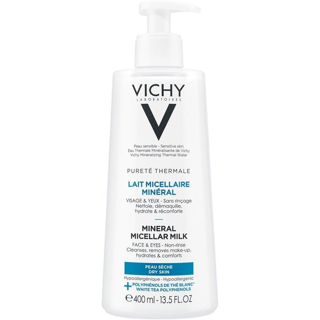 Vichy Purete Thermale Mineral Micellar Milk Γαλάκτωμα Micellaire για Πρόσωπο & Μάτια για Ξηρή Επιδερμίδα, 400ml Vichy Purete Thermale Mineral Micellar Milk Γαλάκτωμα Micellaire για Πρόσωπο & Μάτια για Ξηρή Επιδερμίδα, 400ml
