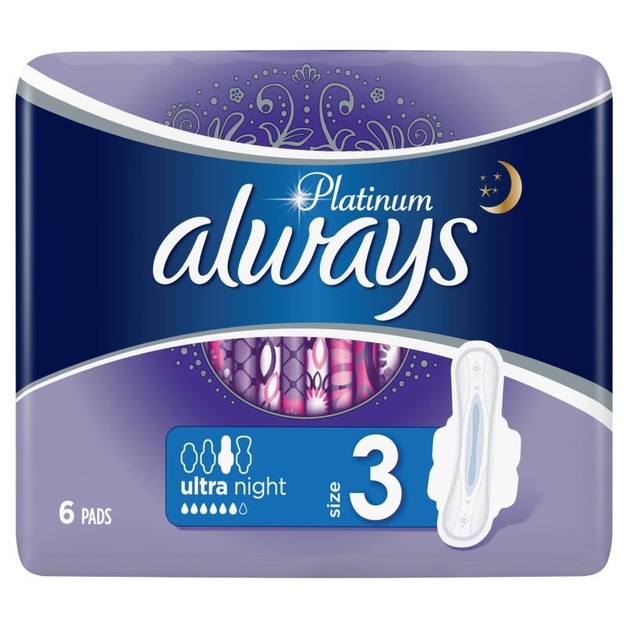Always Platinum Σερβιέτες Μέγεθος 3 Ultra Night 6τμχ Always Platinum Σερβιέτες Μέγεθος 3 Ultra Night 6τμχ