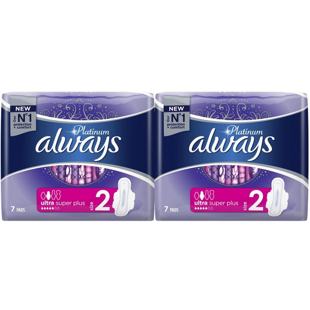 Always Πακέτο Προσφοράς Platinum Ultra Super Plus Size 2 Σερβιέτες με Φτερά 1+1 Δώρο 2x7 Τεμάχια Always Πακέτο Προσφοράς Platinum Ultra Super Plus Size 2 Σερβιέτες με Φτερά 1+1 Δώρο 2x7 Τεμάχια