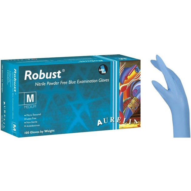 Aurelia Robust Nitrile Powder Free Medium Blue Examination Gloves Εξεταστικά Γάντια Μπλε Νιτριλίου Χωρίς Πούδρα 100τμχ Aurelia Robust Nitrile Powder Free Medium Blue Examination Gloves Εξεταστικά Γάντια Μπλε Νιτριλίου Χωρίς Πούδρα 100τμχ