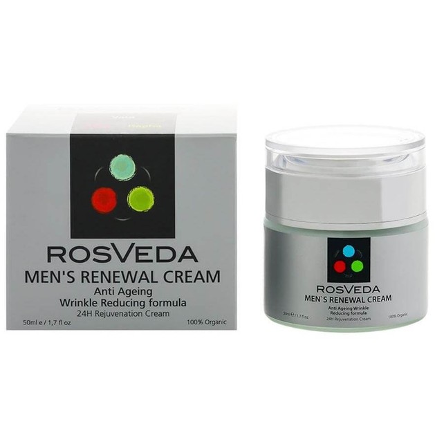 RosVeda Men\'s Renewal Cream 100% Φυτική Σύνθεση, Αντιρυτιδική, Αντιγηραντική Φόρμουλα Αναδόμησης Της Αντρικής Επιδερμίδας 50ml RosVeda Men\'s Renewal Cream 100% Φυτική Σύνθεση, Αντιρυτιδική, Αντιγηραντική Φόρμουλα Αναδόμησης Της Αντρικής Επιδερμίδας 50ml