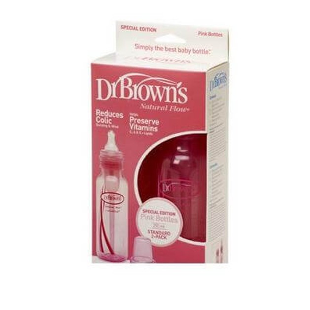 Dr. Brown\'s Natural Flow 211 Χρώμα Ροζ Πλαστικό Μπιμπερό Με Στενό Λαιμό & Φυσική Ροή Θηλή Σιλικόνης 2 τμχ, 2x250ml Dr. Brown\'s Natural Flow 211 Χρώμα Ροζ Πλαστικό Μπιμπερό Με Στενό Λαιμό & Φυσική Ροή Θηλή Σιλικόνης 2 τμχ, 2x250ml