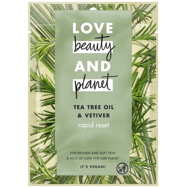 Love Beauty & Planet Tea Tree Oil & Vetiver Rapid Reset Sheet Mask Μάσκα Προσώπου 21ml Love Beauty & Planet Tea Tree Oil & Vetiver Rapid Reset Sheet Mask Μάσκα Προσώπου 21ml