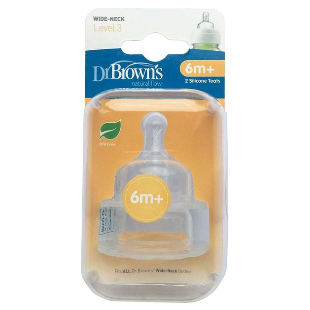 Dr. Brown\'s Options Θηλές Σιλικόνης για Μπιμπερό με Φαρδύ Λαιμό 6m+ 2τμχ Dr. Brown\'s Options Θηλές Σιλικόνης για Μπιμπερό με Φαρδύ Λαιμό 6m+ 2τμχ
