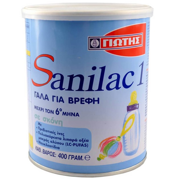 Sanilac 1 Γάλα για Βρέφη από την Γέννηση Μέχρι τον 6ο Μήνα 400gr Sanilac 1 Γάλα για Βρέφη από την Γέννηση Μέχρι τον 6ο Μήνα 400gr