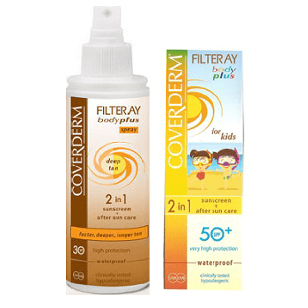 Coverdern Filteray Body Plus Deep Tan Spray Spf30 100ml + Filteray BodyPlus For Kids 2in1 SPF 50+ 100ml +ΔΩΡΟ ΤΣΑΝΤΑ COOLER Coverdern Filteray Body Plus Deep Tan Spray Spf30 100ml + Filteray BodyPlus For Kids 2in1 SPF 50+ 100ml +ΔΩΡΟ ΤΣΑΝΤΑ COOLER