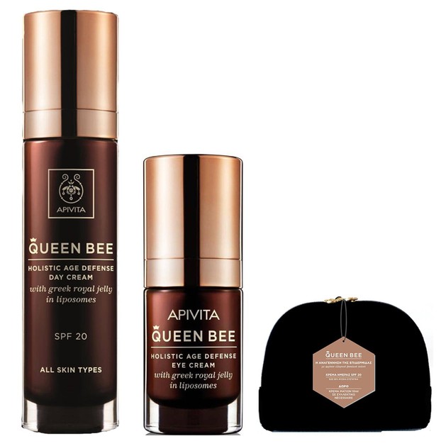 Apivita Πακέτο Προσφοράς Queen Bee Κρέμα Ημέρας Ολιστικής Αντιγήρανσης Spf20 50ml & Δώρο Queen Bee Κρέμα Ματιών 10ml & Νεσεσέρ Apivita Πακέτο Προσφοράς Queen Bee Κρέμα Ημέρας Ολιστικής Αντιγήρανσης Spf20 50ml & Δώρο Queen Bee Κρέμα Ματιών 10ml & Νεσεσέρ