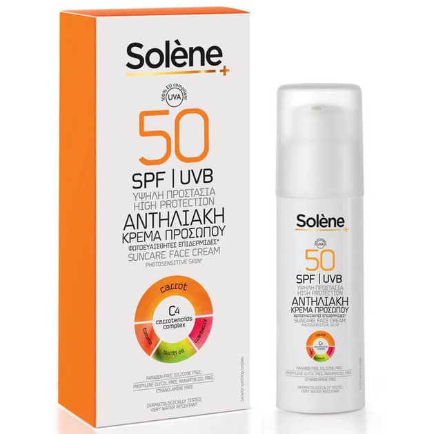 Solene Suncare Face Cream Spf50 Photo Sensitive Skin Υψηλή Αντηλιακή Προστασία Ιδανική για Φωτοευαίσθητες Επιδερμίδες 50ml Solene Suncare Face Cream Spf50 Photo Sensitive Skin Υψηλή Αντηλιακή Προστασία Ιδανική για Φωτοευαίσθητες Επιδερμίδες 50ml