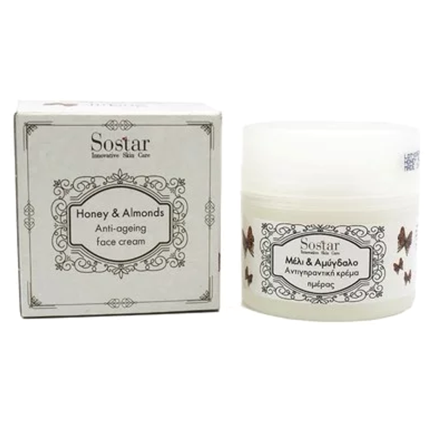 Sostar Honey & Almonds Cream Πλούσια Ενυδατική Κρέμα Προσώπου με Μέλι & Αμυγδαλέλαιο 50ml Sostar Honey & Almonds Cream Πλούσια Ενυδατική Κρέμα Προσώπου με Μέλι & Αμυγδαλέλαιο 50ml