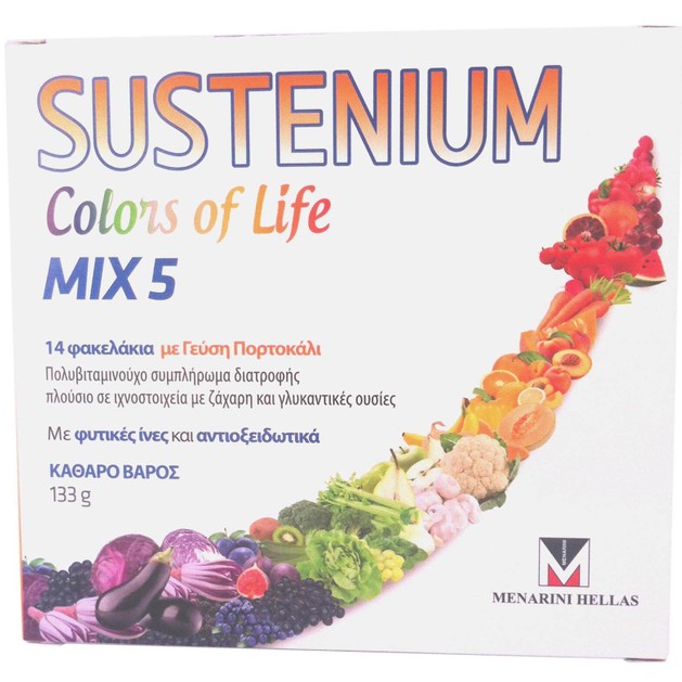 Menarini Sustenium Colors of Life Mix5 Adults Πολυβιταμινούχο Συμπλήρωμα Διατροφής με Φυτικές Ίνες & Αντιοξειδωτικά 14Sachets Menarini Sustenium Colors of Life Mix5 Adults Πολυβιταμινούχο Συμπλήρωμα Διατροφής με Φυτικές Ίνες & Αντιοξειδωτικά 14Sachets