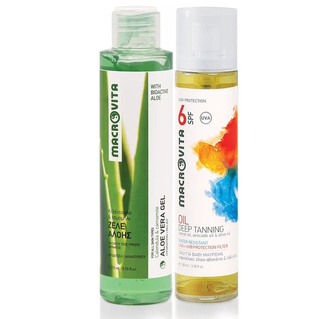 Macrovita Aloe Vera Gel 170ml & Δώρο Deep Tan Oil Spf6, 100ml Macrovita Aloe Vera Gel 170ml & Δώρο Deep Tan Oil Spf6, 100ml