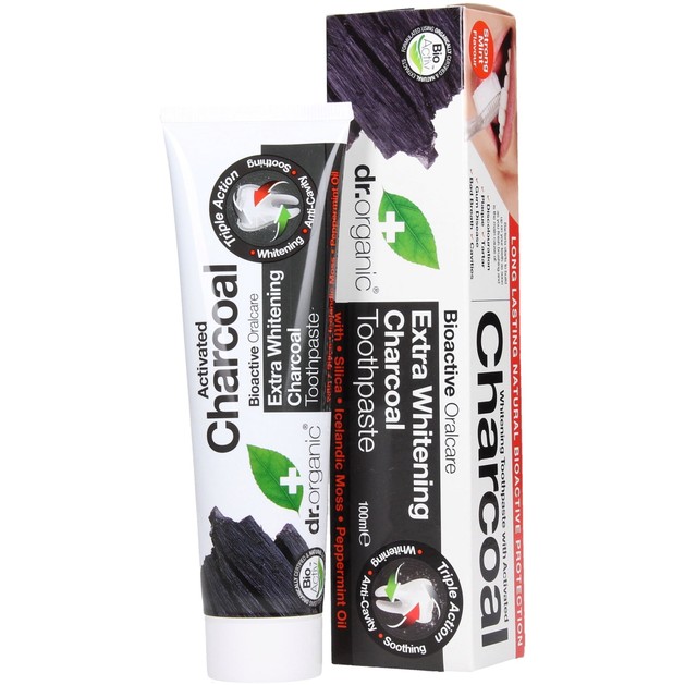 Dr.Organic Extra Whitening Charcoal Toothpaste Οδοντόκρεμα με Ενεργό Άνθρακα & Φθόριο 100ml Dr.Organic Extra Whitening Charcoal Toothpaste Οδοντόκρεμα με Ενεργό Άνθρακα & Φθόριο 100ml