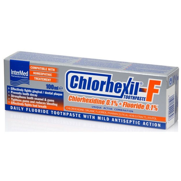 Chlorhexil-F Toothpaste Αντιβακτηριδιακή Φθοριούχος Οδοντόκρεμα για την Καθημερινή Φροντίδα Ούλων και Δοντιών 100ml Chlorhexil-F Toothpaste Αντιβακτηριδιακή Φθοριούχος Οδοντόκρεμα για την Καθημερινή Φροντίδα Ούλων και Δοντιών 100ml