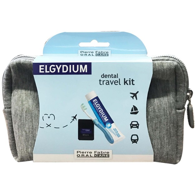 Elgydium Dental Travel Kit Σετ Ταξιδιού με Οδοντόβουρτσα, Οδοντόκρεμα, Οδοντικό Νήμα & Νεσεσέρ σε Γκρι Χρώμα Elgydium Dental Travel Kit Σετ Ταξιδιού με Οδοντόβουρτσα, Οδοντόκρεμα, Οδοντικό Νήμα & Νεσεσέρ σε Γκρι Χρώμα