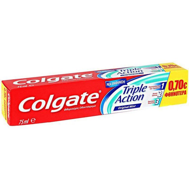 Colgate Triple Action Οδοντόκρεμα Προστασία Από Τερηδόνα, Λεκέδες, Καταπολέμηση Δυσάρεστης Αναπνοής Προσφορά -0,70 Ευρώ 75ml Colgate Triple Action Οδοντόκρεμα Προστασία Από Τερηδόνα, Λεκέδες, Καταπολέμηση Δυσάρεστης Αναπνοής Προσφορά -0,70 Ευρώ 75ml