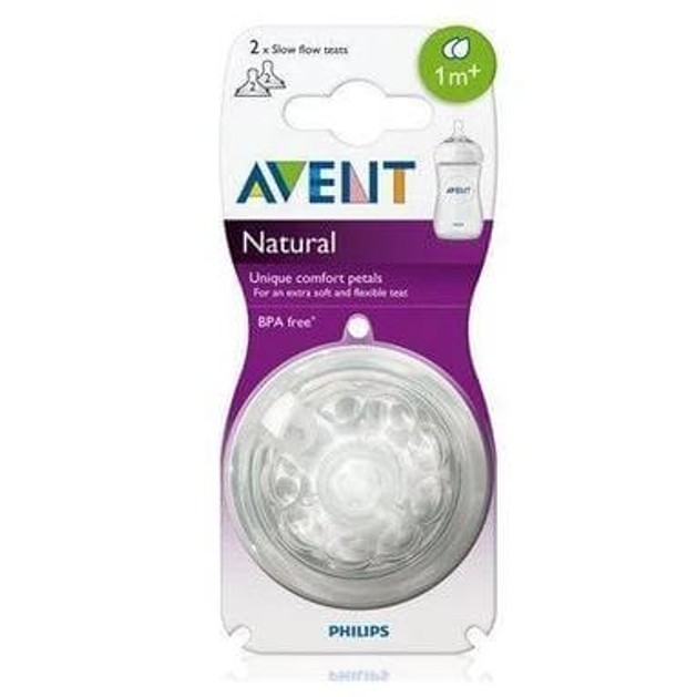 Avent Θηλή Natural 2 Οπών Αργής Ροής 1M+ (2 τεμάχια) Avent Θηλή Natural 2 Οπών Αργής Ροής 1M+ (2 τεμάχια)