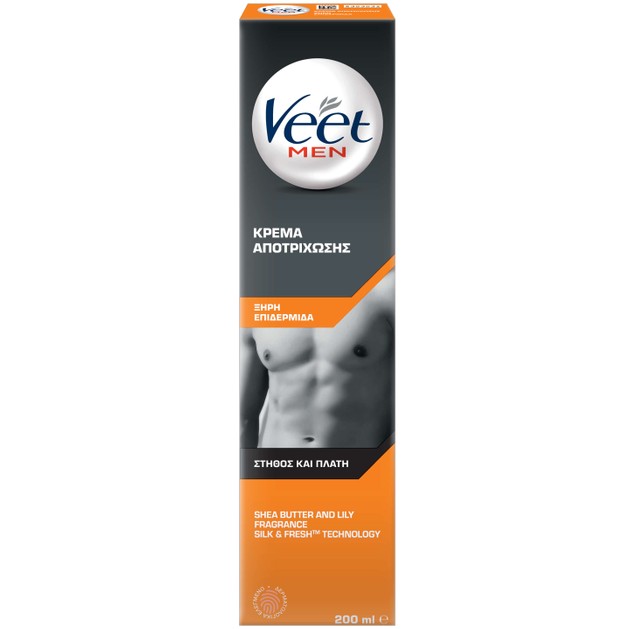 Veet Men Κρέμα Αποτρίχωσης για Στήθος & Πλάτη για Ξηρή Επιδερμίδα 200ml Veet Men Κρέμα Αποτρίχωσης για Στήθος & Πλάτη για Ξηρή Επιδερμίδα 200ml