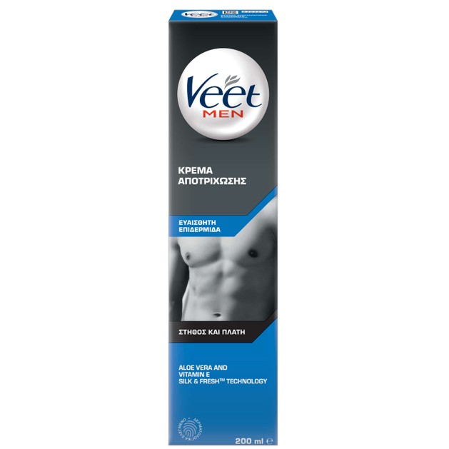 Veet Men Κρέμα Αποτρίχωσης για Στήθος & Πλάτη για Ευαίσθητη Επιδερμίδα 200ml Veet Men Κρέμα Αποτρίχωσης για Στήθος & Πλάτη για Ευαίσθητη Επιδερμίδα 200ml