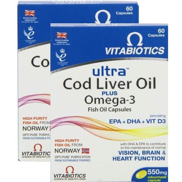 Vitabiotics Ultra Cod Liver Oil Plus Omega 3 Πακέτο 1+1 Δώρο 60+60caps Vitabiotics Ultra Cod Liver Oil Plus Omega 3 Πακέτο 1+1 Δώρο 60+60caps