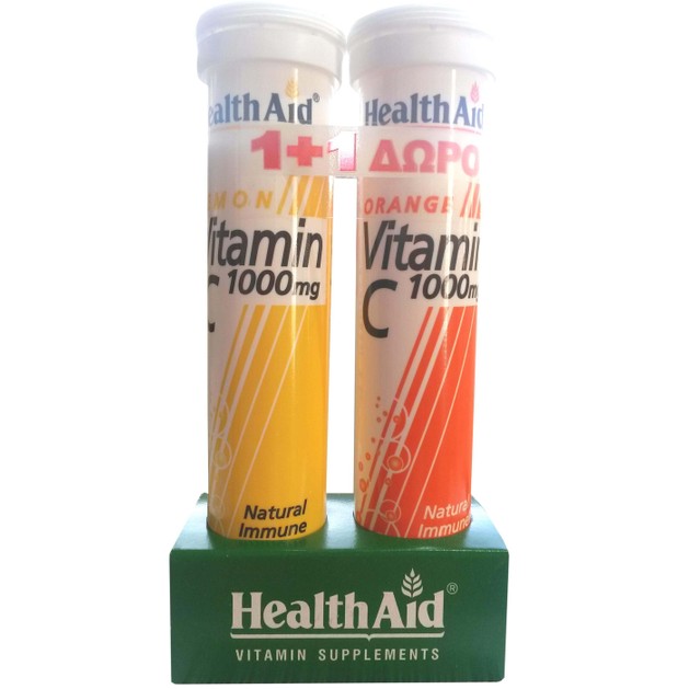 Health Aid Πακέτο Προσφοράς Vitamin C 1000mg Lemon 20eff.tabs + Δώρο Vit C Orange 1000mg 20eff.tabs Health Aid Πακέτο Προσφοράς Vitamin C 1000mg Lemon 20eff.tabs + Δώρο Vit C Orange 1000mg 20eff.tabs