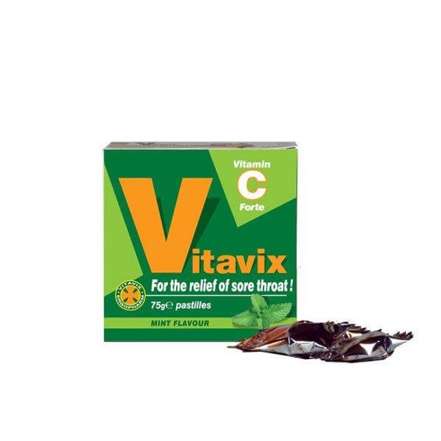 Vitavix Vitamin C Forte Παστίλιες Μαλακώνουν τον Λαιμό με Άρωμα Μέντα 75gr Vitavix Vitamin C Forte Παστίλιες Μαλακώνουν τον Λαιμό με Άρωμα Μέντα 75gr