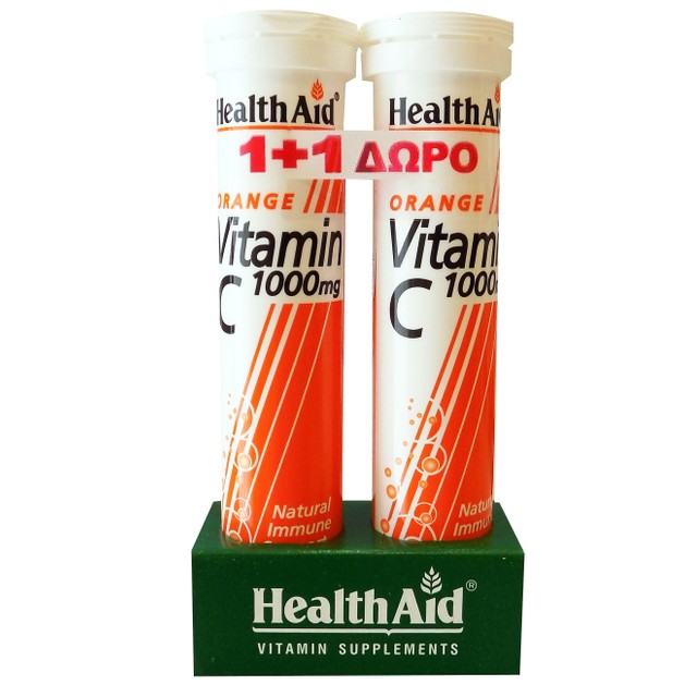 Heath Aid Πακέτο Προσφοράς Vitamin C 1000mg Orange 1+1 Δώρο 2χ20eff.tabs - Health Aid Heath Aid Πακέτο Προσφοράς Vitamin C 1000mg Orange 1+1 Δώρο 2χ20eff.tabs - Health Aid