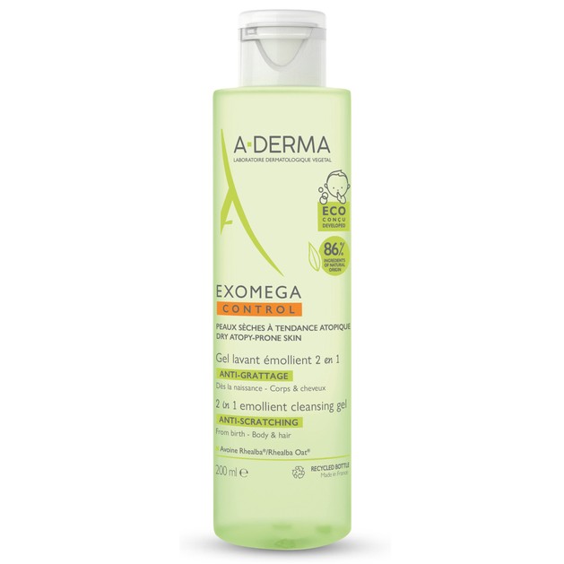A-Derma Exomega Control 2 in 1 Anti-Scratching Emolient Cleansing Gel 200ml A-Derma Exomega Control 2 in 1 Anti-Scratching Emolient Cleansing Gel 200ml