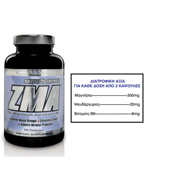 Anderson ZMA Αυξάνει Τα Επίπεδα Ορμονών 60tabs 55,6g Anderson ZMA Αυξάνει Τα Επίπεδα Ορμονών 60tabs 55,6g