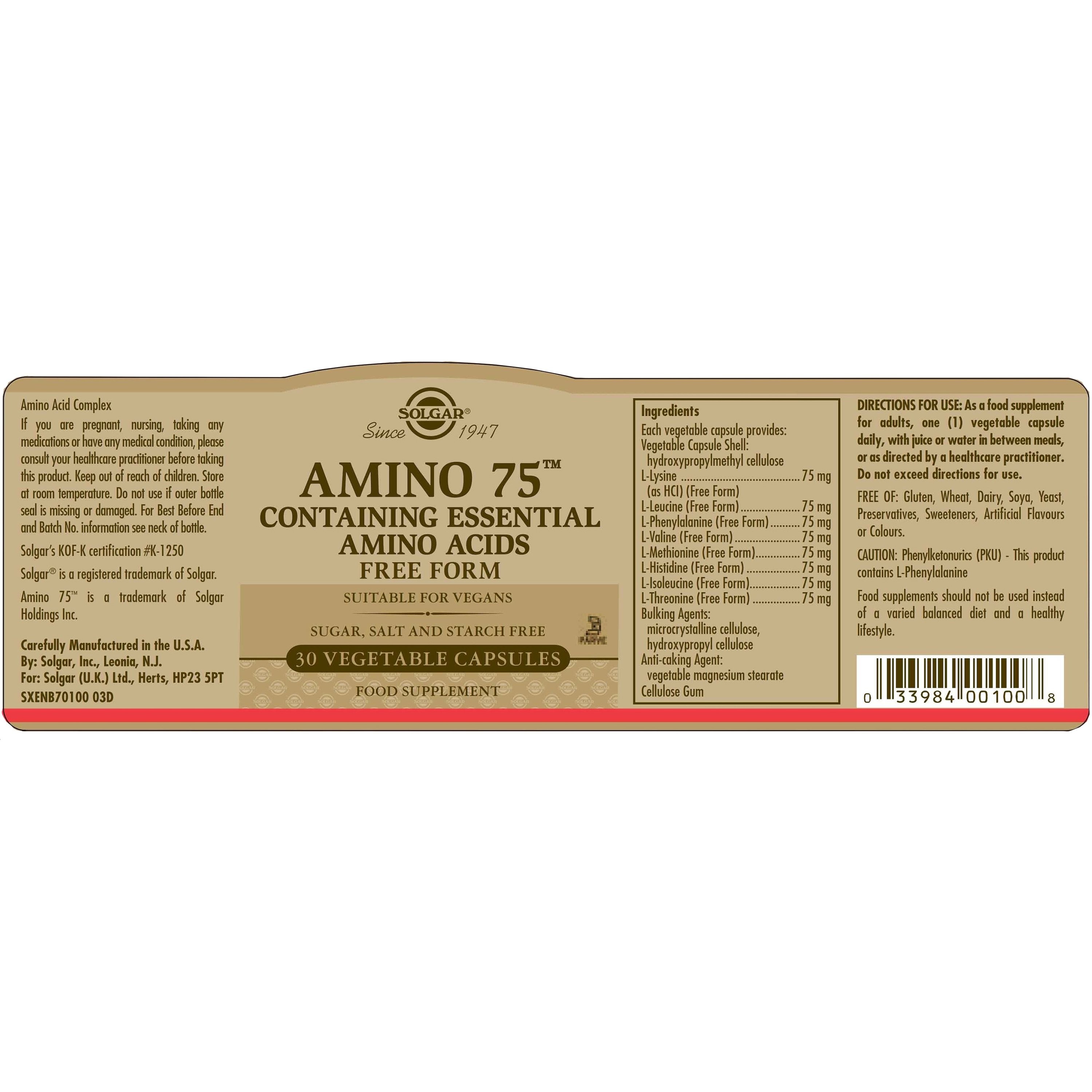 SOLGAR - Amino 75 - 30caps