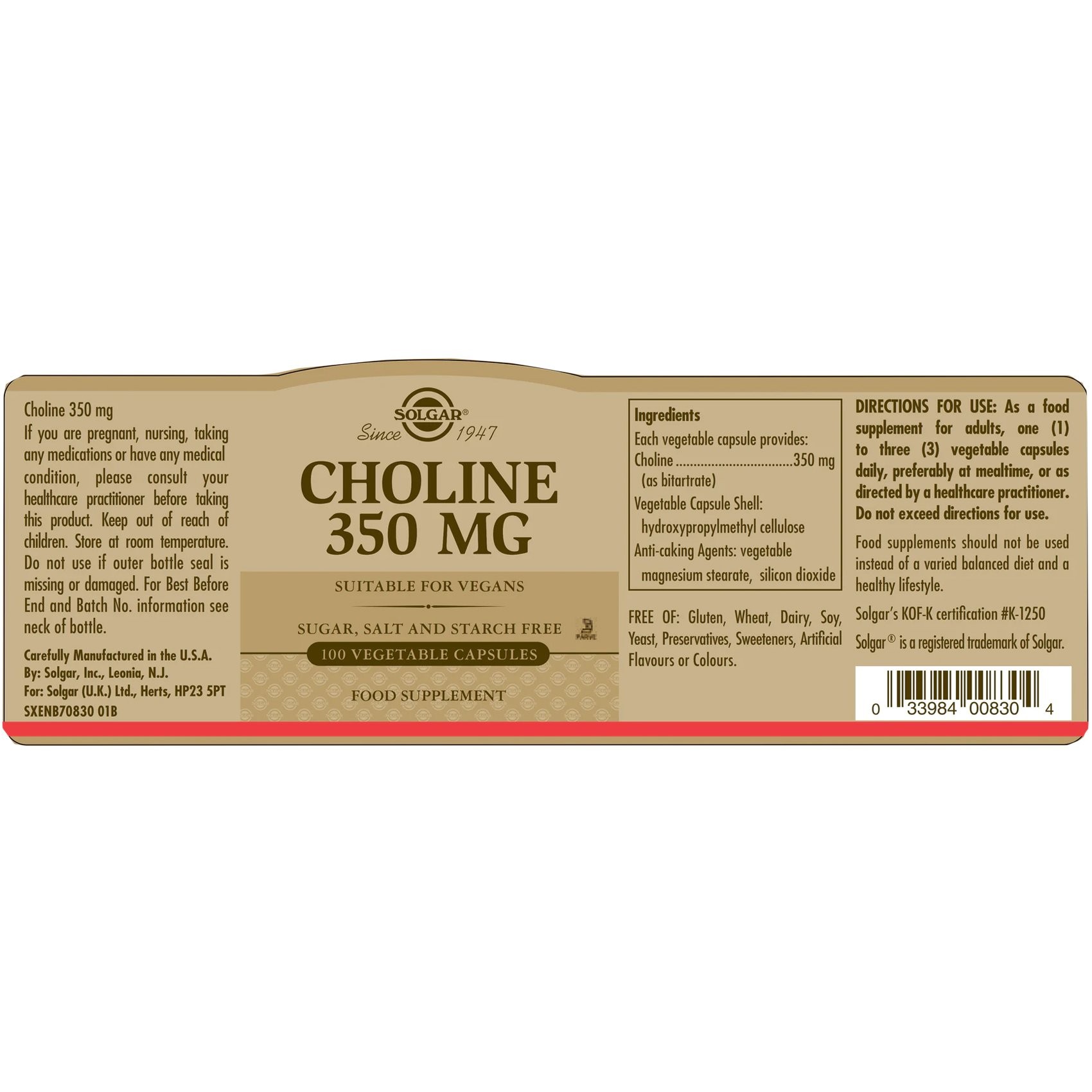 SOLGAR - Choline 350mg - 100caps
