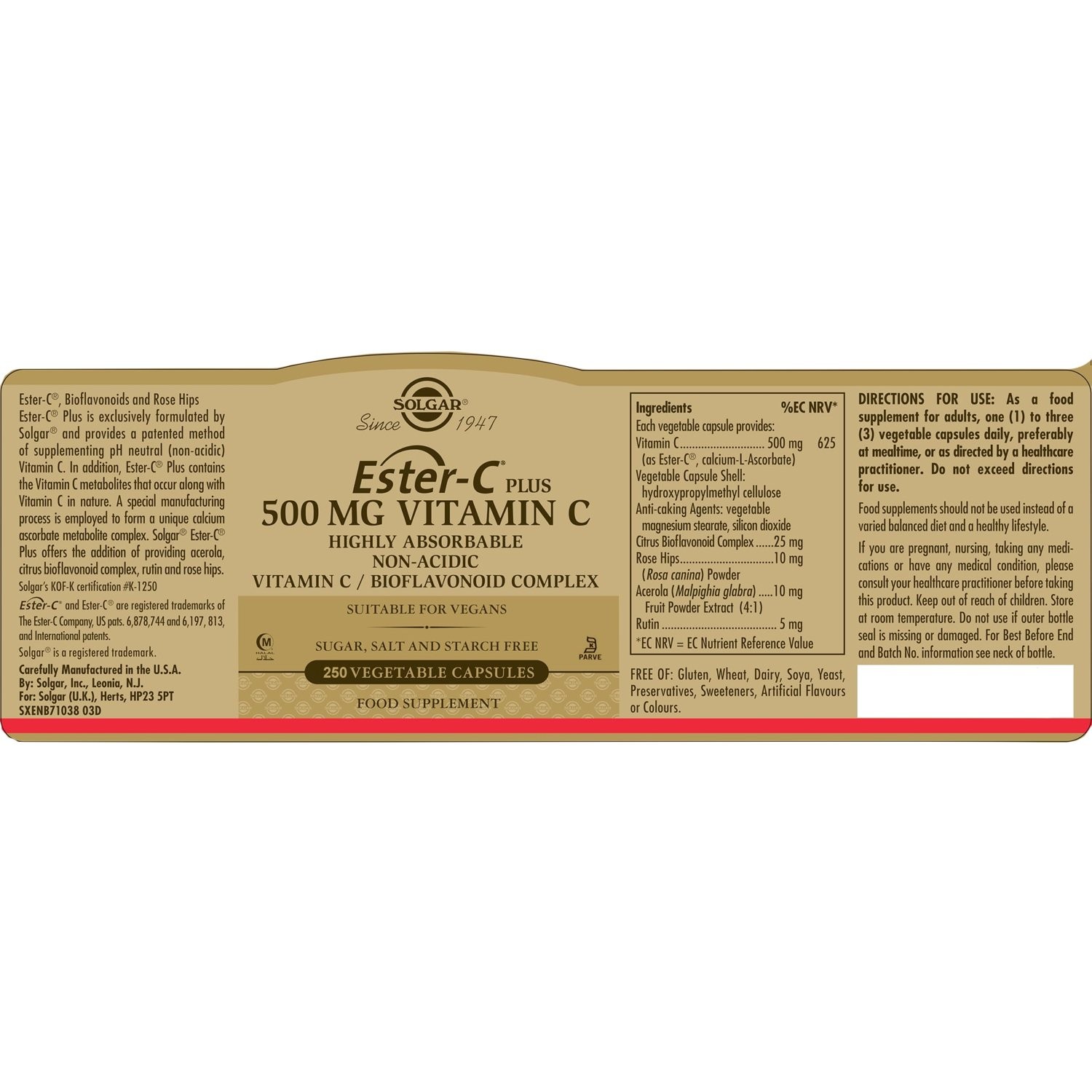 SOLGAR - Ester-C plus Vitamin C 500mg - 250caps