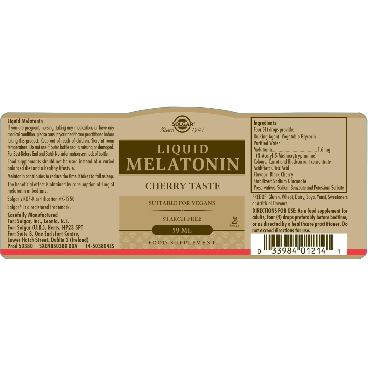 SOLGAR - Liquid Melatonin (cherry taste) - 59ml