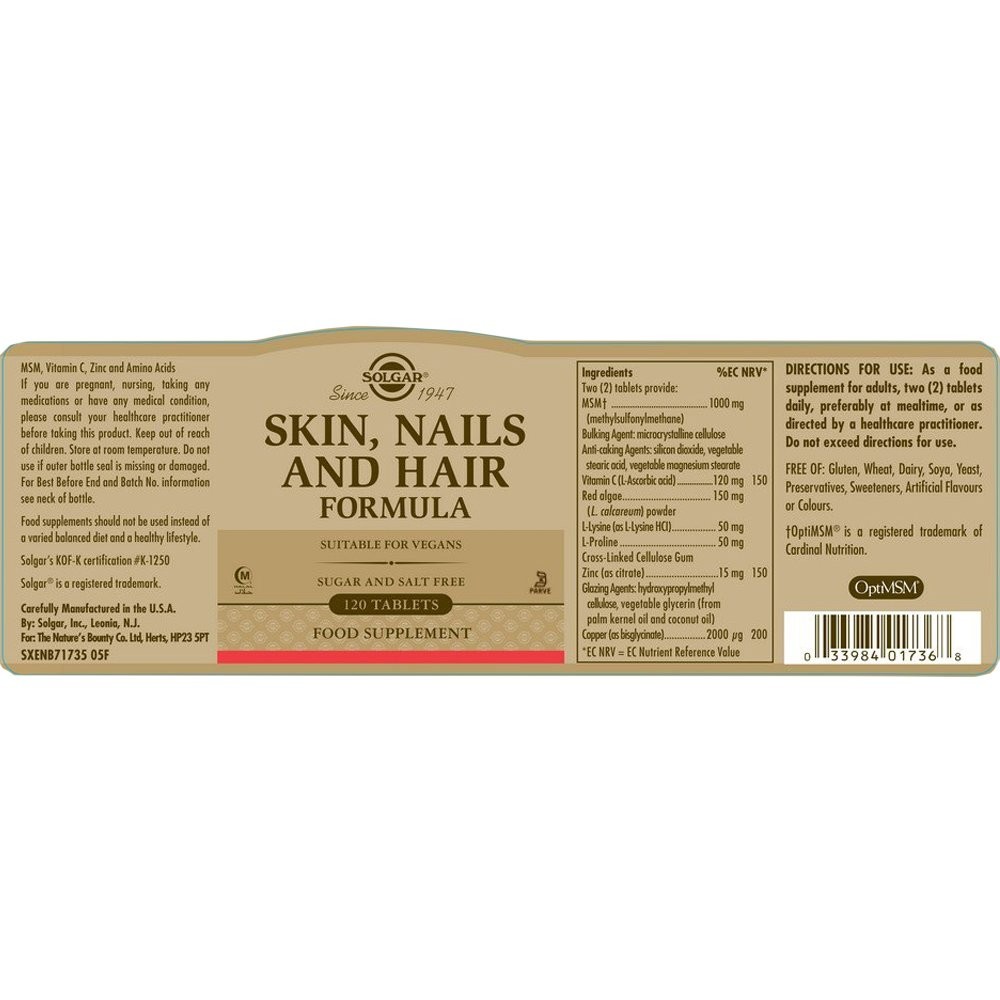 SOLGAR - Skin, Nails & Hair - 120tabs