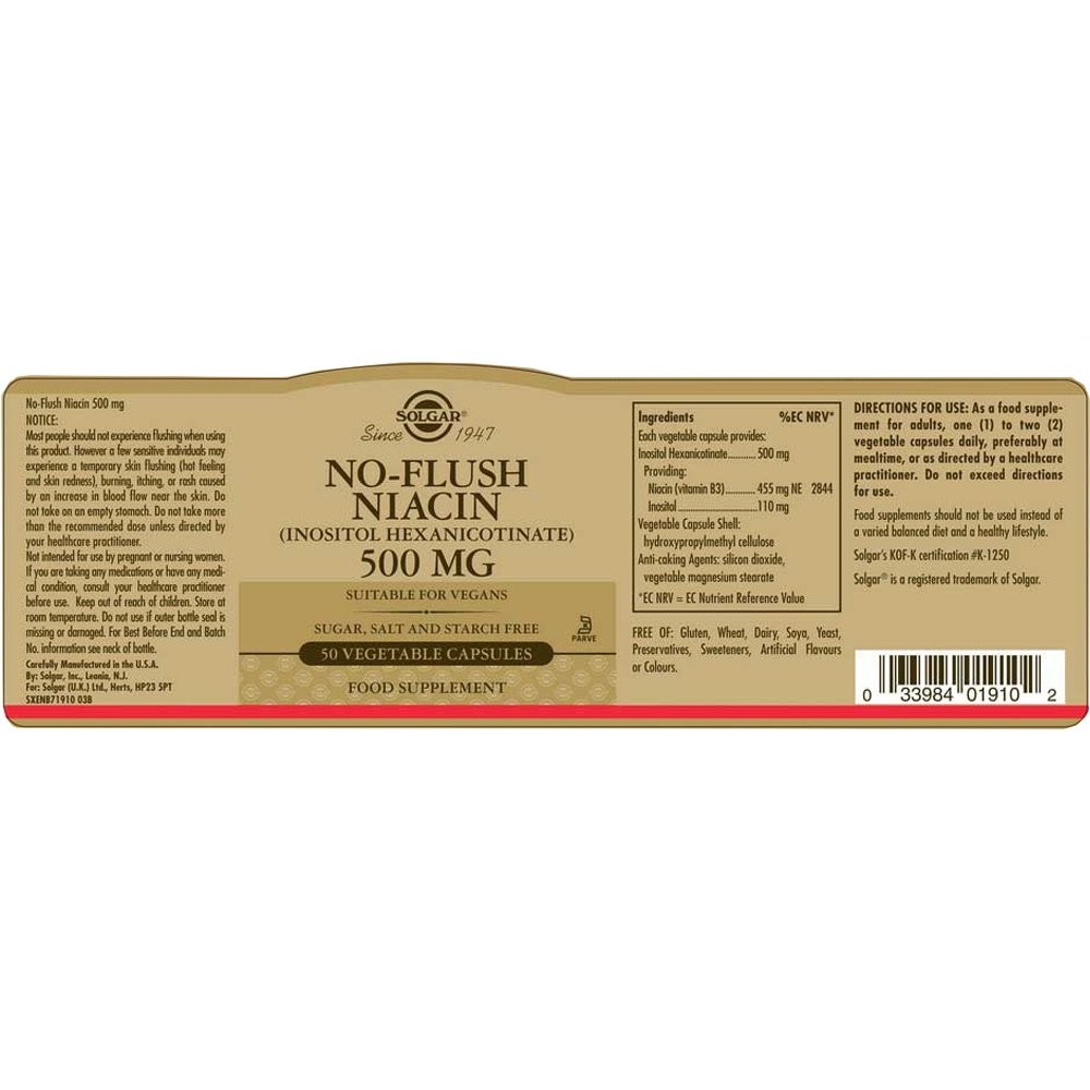 SOLGAR - No Flush Niacin 500mg - 50caps