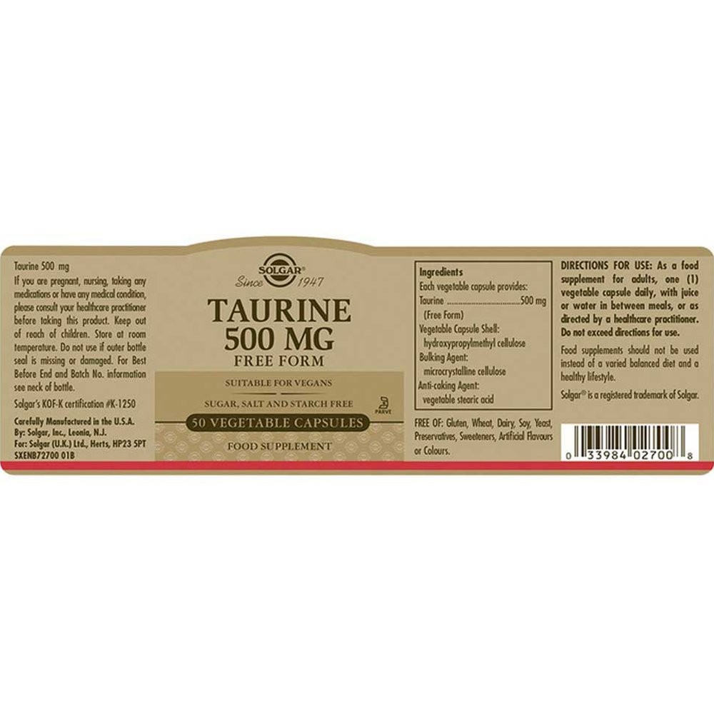 SOLGAR - Taurine 500mg - 50caps