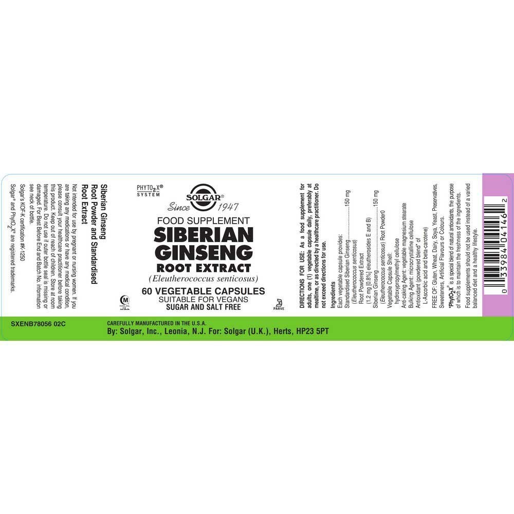 SOLGAR - Siberian Ginseng Root Extract - 60caps