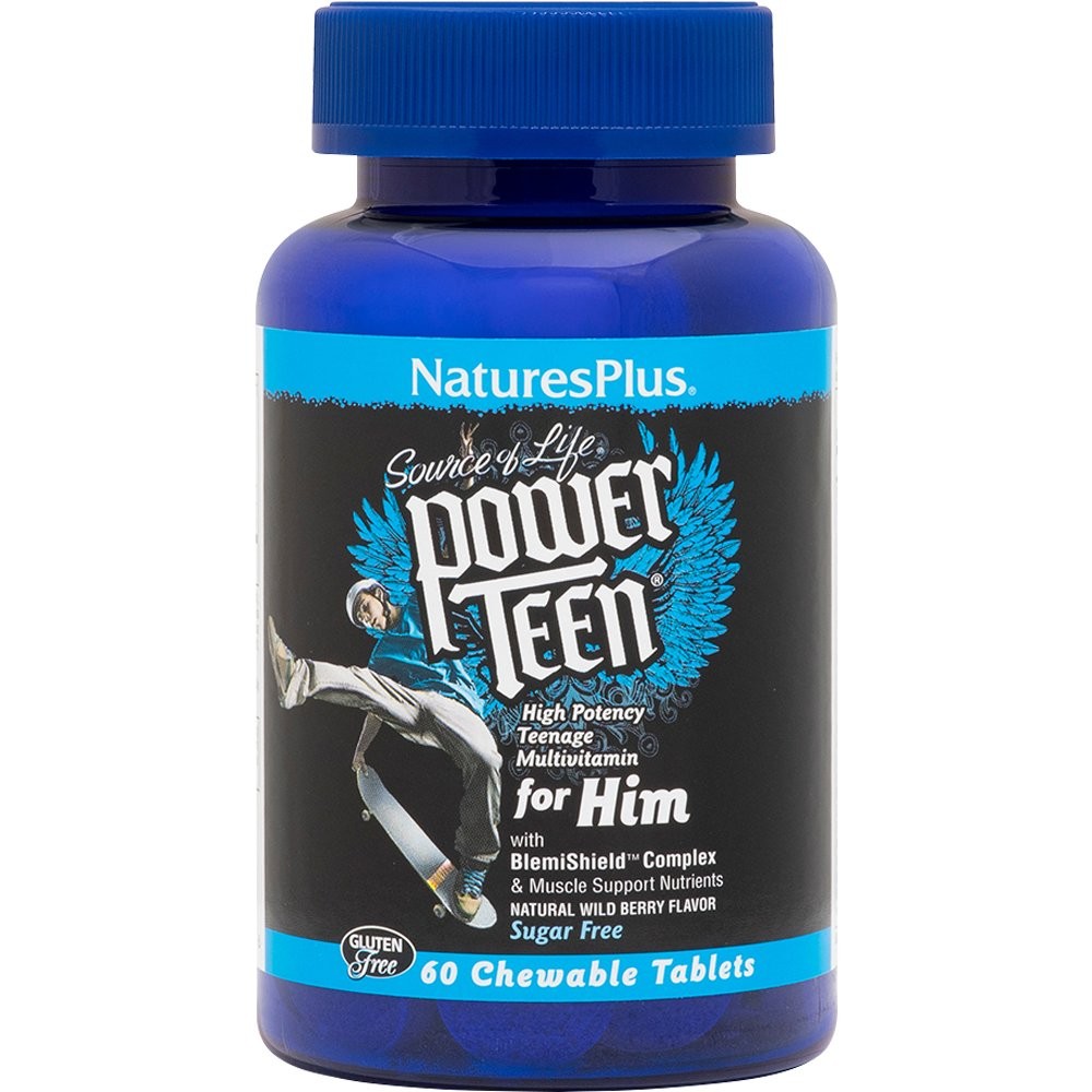 Natures Plus Power Teen For Him Συμπλήρωμα Διατροφής Αγοριών για Ενέργεια 60 Μασώμενες Ταμπλέτες