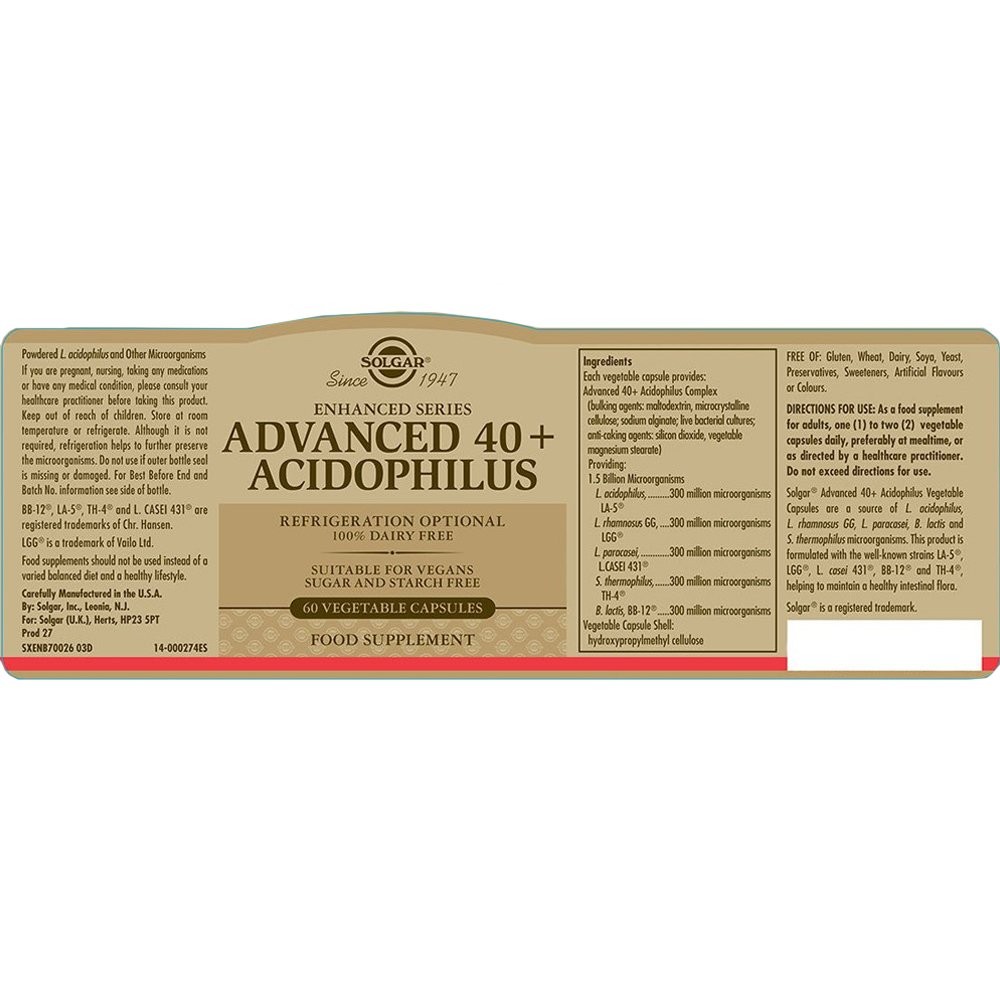 SOLGAR - Advanced 40+ Acidophilus - 60caps