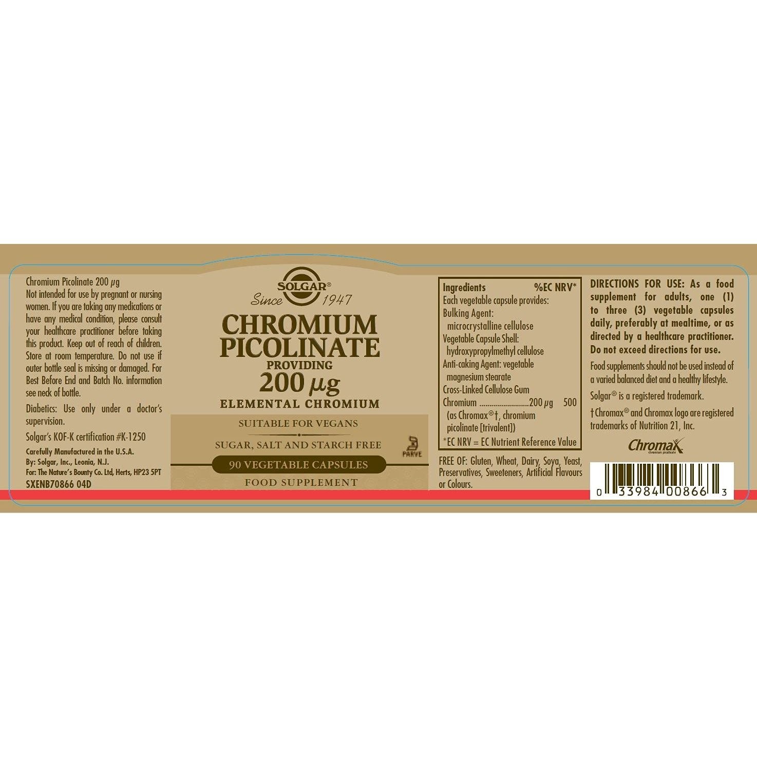 SOLGAR - Chromium Picolinate 200μg - 90caps