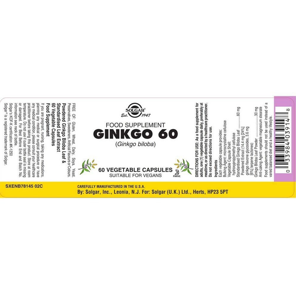 SOLGAR - Ginkgo 60 - 60caps