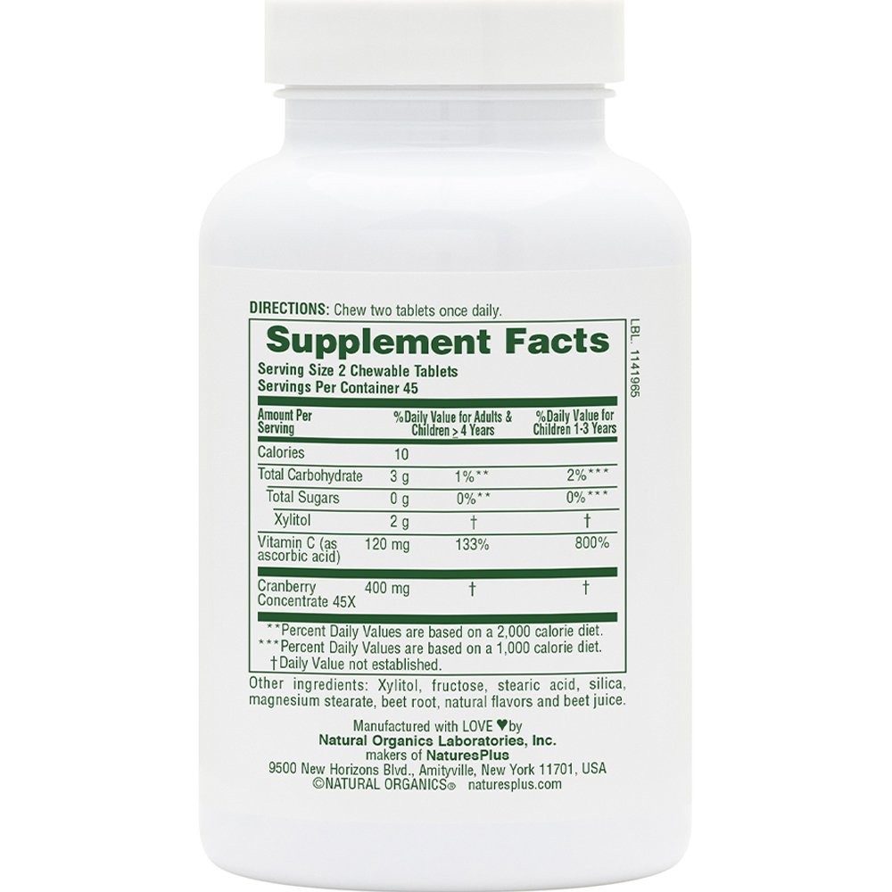 NATURES PLUS - ULTRA Chewable Cranberry with Vit C 200mg - 90berries