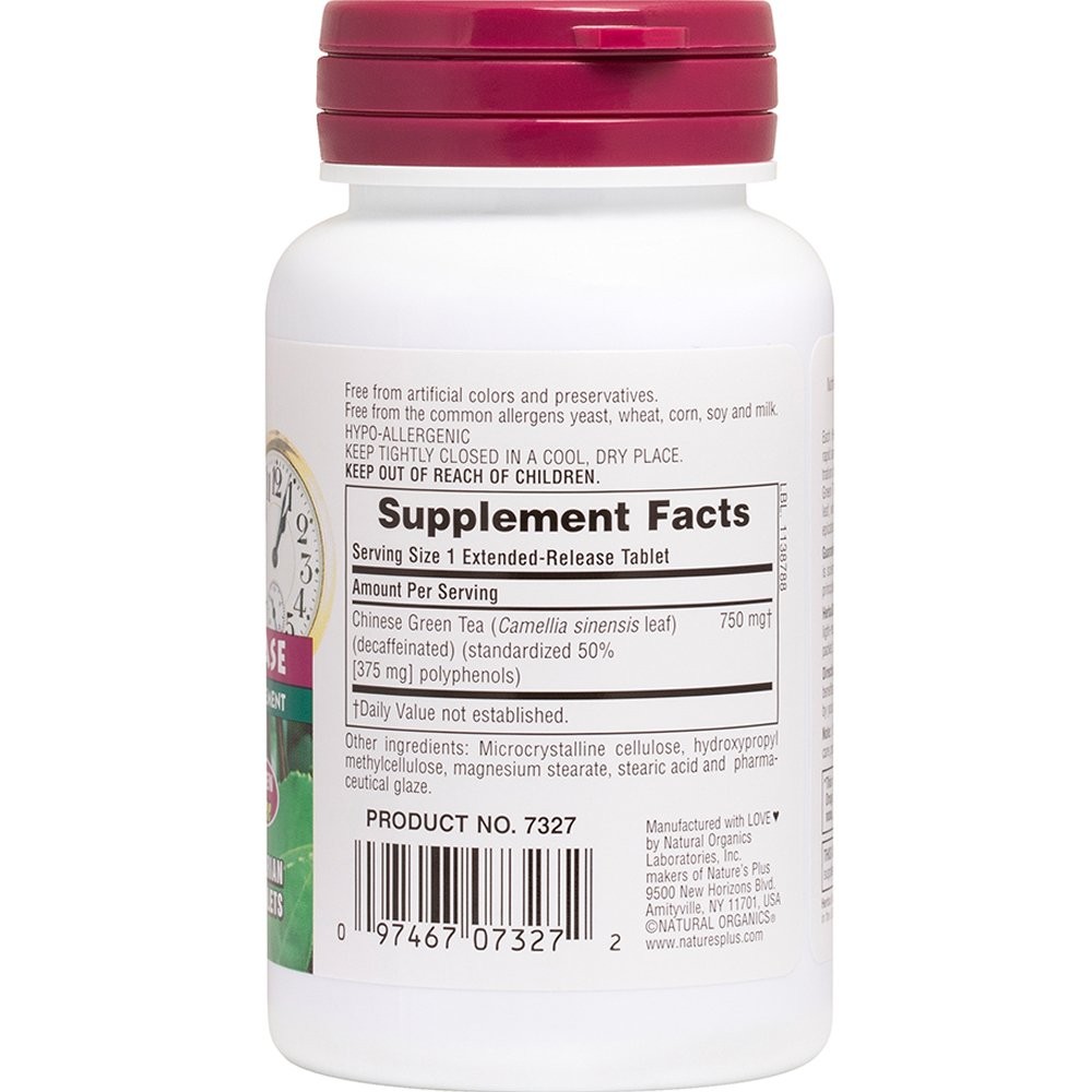 NATURES PLUS - HERBAL ACTIVES Chinese Green Tea Extended Release 750mg - 30tabs