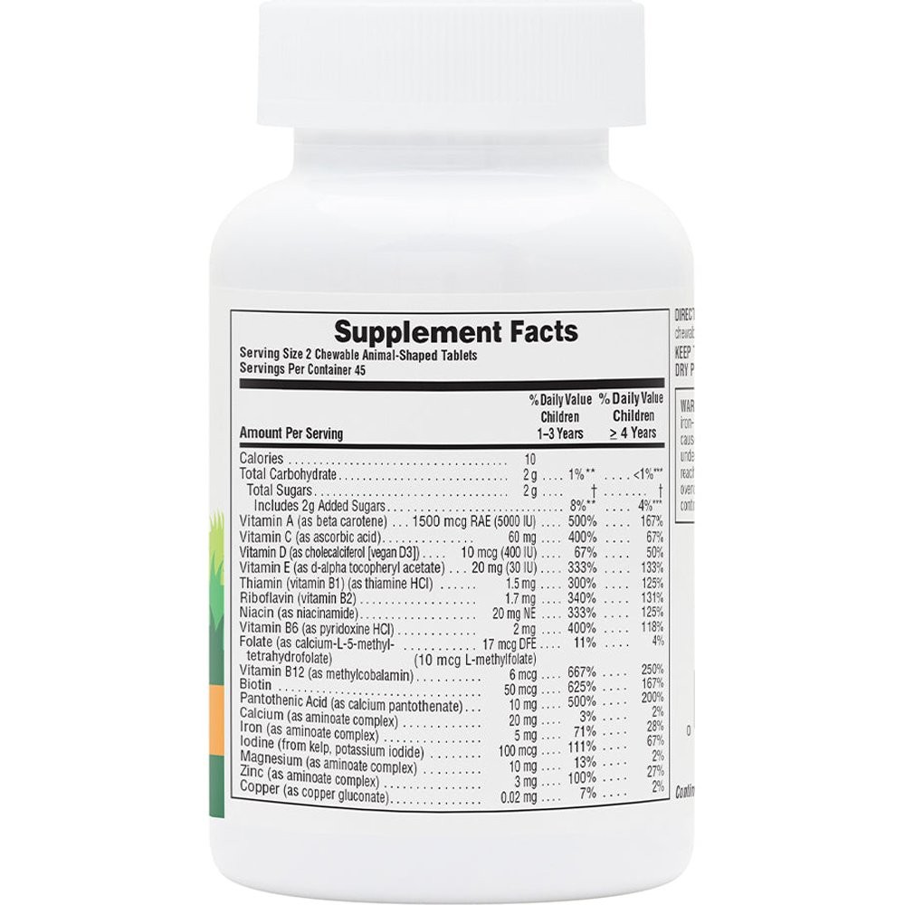 NATURES PLUS - SOURCE OF LIFE ANIMAL PARADE Multi Vitamin & Minerals (Cherry, Orange & Grape Flavor) - 90chew.tabs