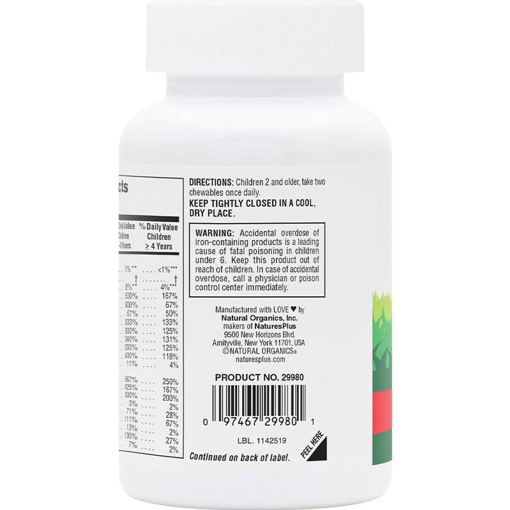 NATURES PLUS - SOURCE OF LIFE ANIMAL PARADE Multi Vitamin & Minerals (Cherry, Orange & Grape Flavor) - 90chew.tabs